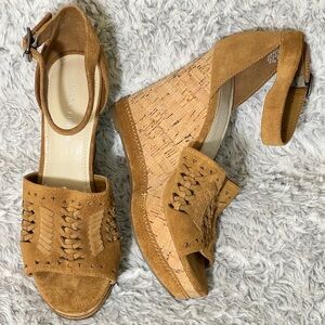 Marc Fisher Brown Wedge Sandals with leather upper